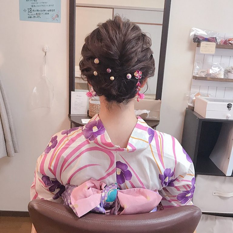 【2019 夏】30代からの大人浴衣ヘアアレンジ ボブ・ミディアム・ロング レングス別おすすめヘアアレンジ10選｜福岡天神のヘアセット着付け